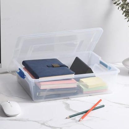 Clear Plastic Storage Bins with Lids Stackable Storage Box for Crafts, Supplies (Large 4Pack Blue) - size: Large 4Pack Blue