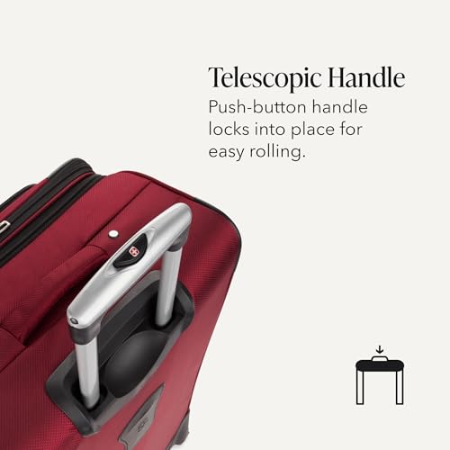SWISSGEAR Sion Softside Expandable Spinner Luggage Durable Lightweight Travel Suitcase, Burgundy, Checked-Medium - color: Burgundy, size: Checked-Medium