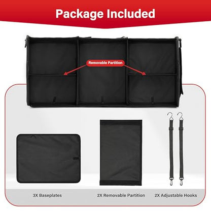 Simple Deluxe Car Trunk Organizer, Multi Compartments Collapsible Trunk Storage, Anti-slip, Waterproof 600D Oxford Polyester, with Adjustable Straps for SUV, Minivan, Truck, Large Size, Black New