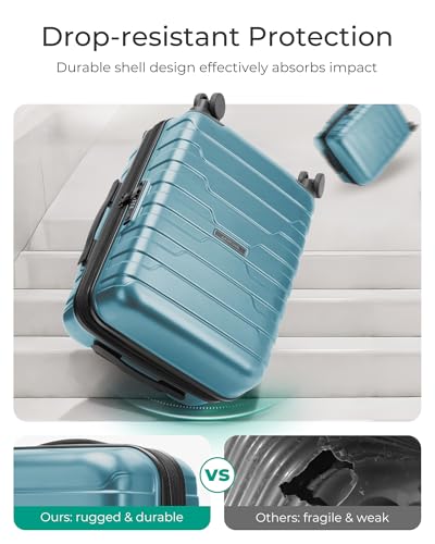 BAGSMART Carry On Luggage 22x14x9 Airline Approved with Spinner Wheels,Lightweight 20 Inch Luggage with TSA Lock,Expandable Hard Shell Carry On Suitcases for Men Women,Teal Blue - color: Teal Blue