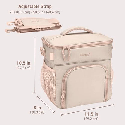 Bentgo Prep Deluxe Insulated Multimeal Bag - Lunch Box Bag, Holds 5 Meals, Premium Insulation up to 8 Hrs, Durable, Water-Resistant - Large Capacity For Adult Meal Prep (Sand) - color: Sand