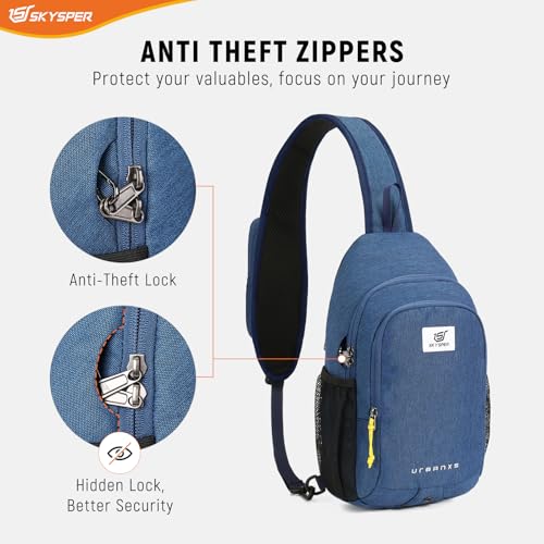 SKYSPER Sling Bag Anti Theft Crossbody Bag RFID Lightweight Travel Shoulder Chest Bag for Hiking Walking - color: Blue