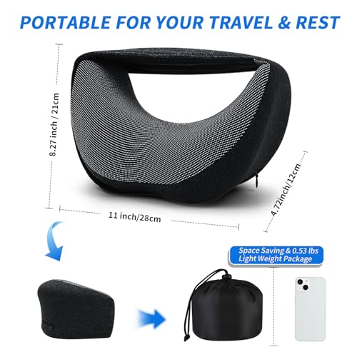 3-in-1 Memory Foam Travel Neck Pillow – Adjustable, Machine Washable & Portable for Airplane, Car, Office – Converts to Scarf & Eye Mask – Ultimate Neck Support for Long Flights - color: Bw, size: Small