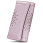 APHISON Womens Wallets RFID Blocking Leather Clutch Long Wallet for Women Card Holder Phone Organizer Ladies Travel Purse Hollow Out Sunflower Design Gift - color: D-purple