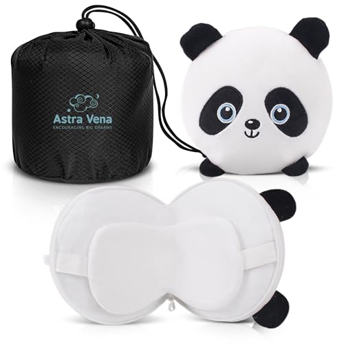 Child Travel Sleep Mask and Pillow Set - 2 in 1 Cute Character Design for Kids Rest, Naps and Relaxation. Soft Comfort with Bag Cover, Perfect for Flights, Car Trips 15cm (White) - color: White