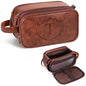 Personalized Gifts Travel Toiletry Bag for Men, Customized Laser- Engraved Mens Birthday Gift PU Leather Waterproof Bathroom Shaving Bag, Unique Anniversary Present for Husband Boyfriend Partner,T - style: T