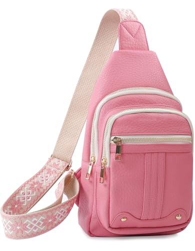 Mothers Day Gifts for Mom Her Teen Girls Sister Coworker Crossbody Bags Gifts for Women Cool Birthday Gift for Family Small Crossbody Sling Bag Fanny Pack Chest Travel Purse Christmas Gift Ideas - color: Dark Pink