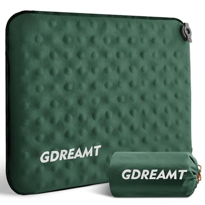 Inflatable Seat Cushion, Self-Inflating Memory Foam Stadium Seats Cushion Lightweight & Compact Chair Sitting Pad Airplane Cushion for Long Flight Travel Outdoor Camping Car Bleachers Office - color: 1 Pack Green