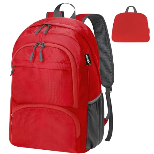 HOLYLUCK 20L Lightweight Packable Hiking Daypack Foldable Backpack for Men Women Small Travel Outdoor Foldable Shoulder Bag-red - color: Red
