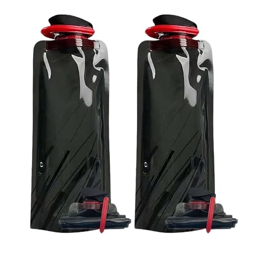 Jinora 2 Pack Collapsible Water Bottles for Travel – 24oz Foldable Water Bottle with Leakproof Lid, 700ML Food-Grade Silicone Portable Reusable BPA-Free Water Bottle for Hiking,Sports,Camping,Biking - color: Black