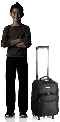 Rockland Double Handle 17" Rolling Backpack, Black