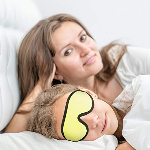2 Pieces 3D Sleep Mask for Kids Memory Foam Contoured Eye Mask, Travel Sleep Eye Cover with Adjustable Strap, 3D Blindfolds(Pink and Yellow) - color: Pink and Yellow