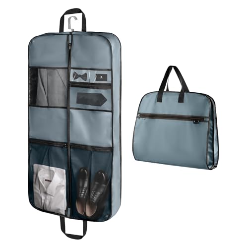 pack all 43" Premium Gusseted Travel Garment Bag, Heavy Duty Hanging Suit Bag, Foldable Dress Bag for Closet Storage, Suit Cover Protector for Clothes Shirts Dresses Coats(Grey) - size: Plus