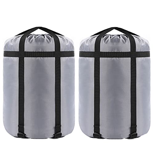 Compression Stuff Sack, 24L/36L/46L Sleeping Bags Storage Stuff Sack Organizer Waterproof Camping Hiking Backpacking Bag for Travel - Great Sleeping Bags Clothes Camping - color: Grey 24L 2-PACK
