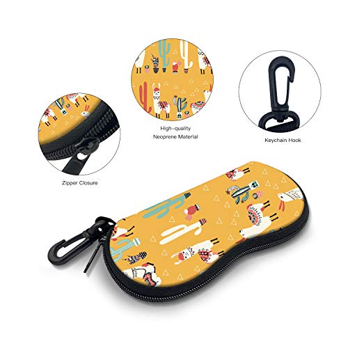 Sunglasses Soft Case with Carabiner Ultra Light Neoprene Zipper Glasses Case - color: Yellow Cactus