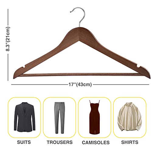 Wooden Hangers - 30 Pack - Clothes Hanger for Daily Used,Heavy Duty Wood Hangers with Precisely Cut Notches,Coat Hanger for Closet, Clothes Hangers for Shirt Suit Dress (Walnut) - color: Walnut