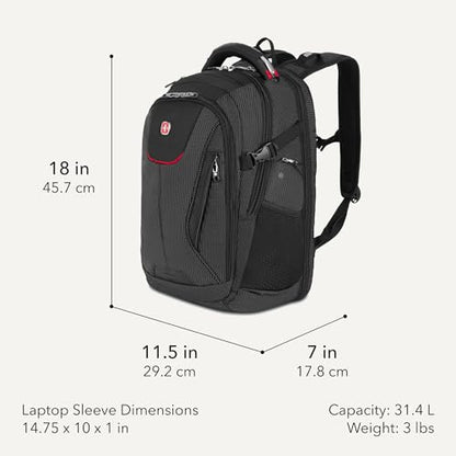 SwissGear Travel Tech Elite Laptop Backpack – Fits Laptops up to 16” – ScanSmart TSA-Friendly Backpack with USB Port, Shoe Compartment & Organizer Pockets – Black Dot - color: Black Dot, style: Travel Tech Elite