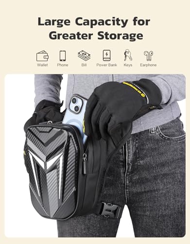 Thigh Bag with Leg Strap, Drop Leg Bag for Women Men, Water-Resistant Motorcycle Leg Bag, Sturdy EVA Drop Leg Pouch, Expandable Storage Equipment Bag for Boxing Cycling Hiking Climbing Fishing