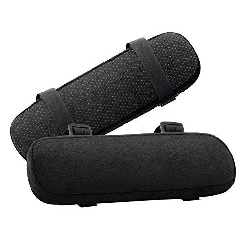 MOSISO Chair Armrest Pads (2 Pack), Memory Foam Home/Office Chair Arm Rest Covers Comfy Computer Gaming Elbow Cushion Removable Washable Elbow Support Forearm Pressure Relief, Black - color: Black