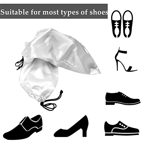 GONGKANGYUAN 10 Pack Shoe Bags for Travel Satin Fabric Shoe Bag with Drawstring for Men Women Travel Protecting Storing Shoes - color: White