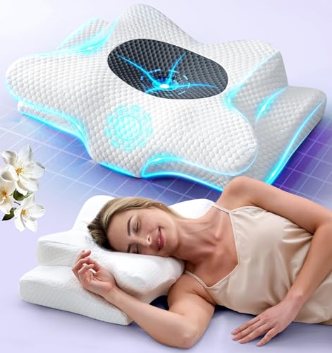 Emircey Clinical-Level Relief Cervical Neck Pillow for Sleeping, Orthopedic Contour Memory Foam Pillow for Side Sleepers,Cooling Reading Pillow Neck Relief, Ergonomic Back Stomach Sleepers,Light Grey - color: Light Grey, size: Standard