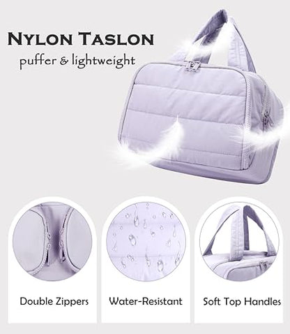 Travel Toiletry Bag for Women, Large Wide-open Puffy Cosmetic Makeup Bag with Wet-Dry Separation, Multi-Pocket Organizer with Carry Handle for Toiletries, Cosmetics, Essentials, Light Purple - color: Light Purple