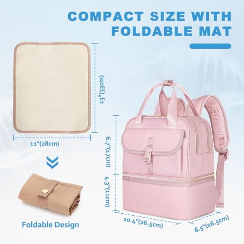 Fasrom Medicine Travel Bag Backpack with Insulated Compartment & Waterproof Mat, Double Layer Pill Bottle Organizer for Prescription, Vitamins and Medical Supplies, Pink (Empty Bag Only) - color: Pink
