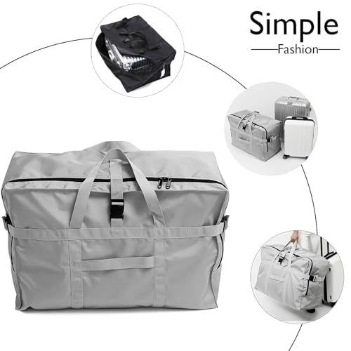 Travel Duffle Bag,Large Storage Bags,Foldable Weekender Bag,Overnight bag,Heavy Duty Travel Bag,Reinforced Carry Straps Gmy Dance Bag for Men And Women Camping,Moving,Hospital - color: Large 100L Gray