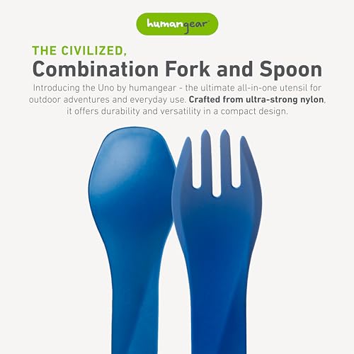 humangear GoBites Uno | Travel & Camping Utensils | Portable & Convertible Dining Ware | Multi-Functional Spork, Blue - color: Blue