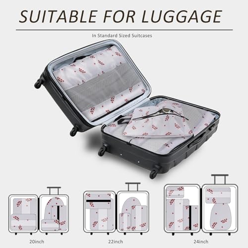 U+U 5 Set Packing Cubes for Travel Essentials Ultralight Luggage Packing Organizers with Laundry Bag and Shoe Bag for Vacation, Business Trip and Camping (Cherry Tomato) - color: Cherry Tomato