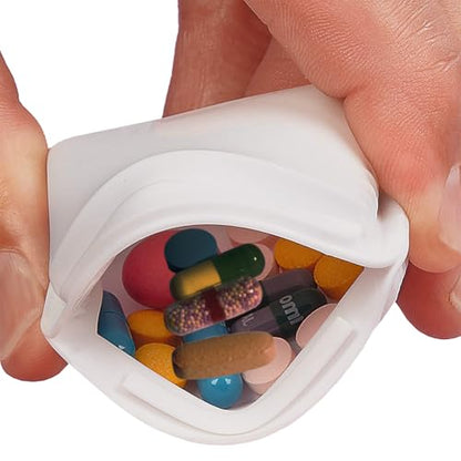 Home-X Small Pill Pouch – Squeeze-Open Pill Pouch for Medicine, Earbuds, Mints & Small Essentials – Portable Travel Pill Pouch with Easy Open & Secure Closure – Compact Pill Pouch for Purse & Pocket