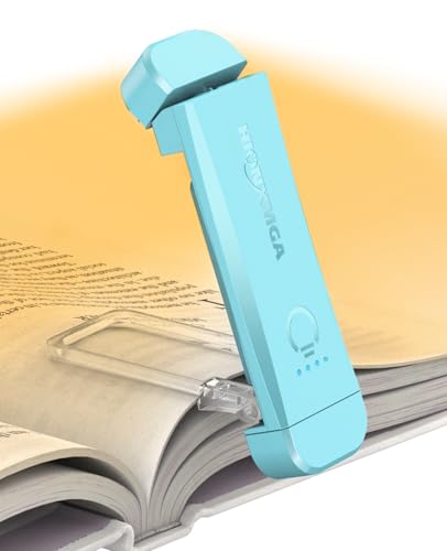 HIONXMGA Book Reading Light, Silent Touch Clip-on Book Lamp with 3 Amber Colors & 7 LEDs Precise Dimming for Eye Caring Night Reading, Kids - color: Blue