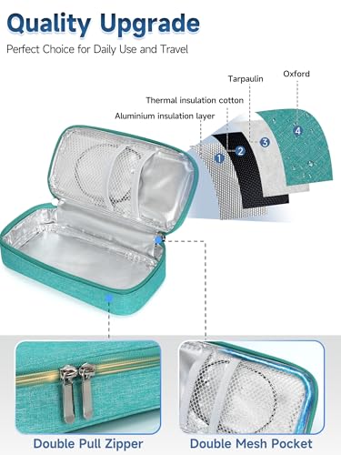 YOUSHARES Insulin & peptide Cooler Travel Case for Pen & Vials, Temperature Display Diabetic Med Cooling Bag with Protective Ice Brick, TSA Approved Refrigerated Diabetes Supplies Carrying Organizer - color: 01_Green