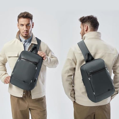 Kingsons 13" Anti-Theft Laptop Sling Backpack. Waterproof nylon, USB port. Ideal for travel, hiking, camping. (FG6301-Black) - color: Fg6301-black