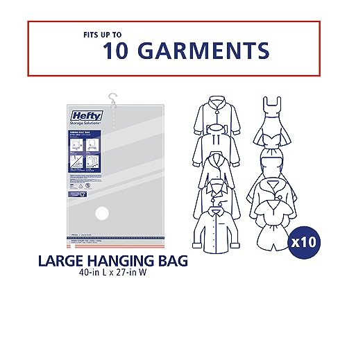 Hefty Shrink-Pak Vacuum Storage Bags - Space Saver for Under Bed Storage, Clothing and Comforters, 3X More Storage Space - 3 Large Hanging Bags - size: Large