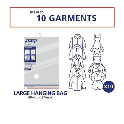 Hefty Shrink-Pak Vacuum Storage Bags - Space Saver for Under Bed Storage, Clothing and Comforters, 3X More Storage Space - 3 Large Hanging Bags - size: Large