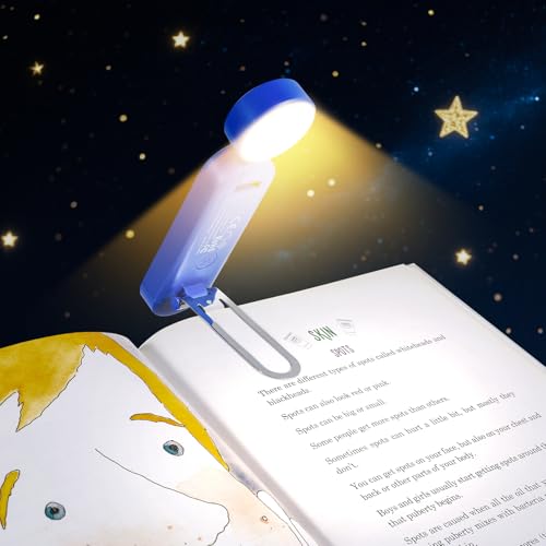 VAVOFO USB Rechargeable Book Light, Blue Light Blocking, Amber Light Clip On Bookmark Shaped Reading Light, Eye Care 6 LEDs Book Light for Bookworms Reading in Bed with 9 Lighting Modes (Royal Blue) - color: Royal Blue
