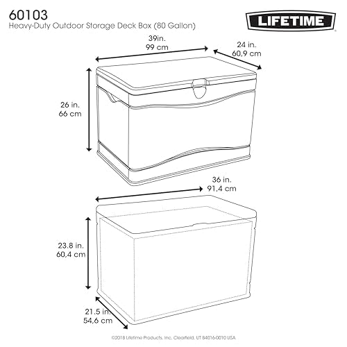 LIFETIME 60103 Deck Storage Box, 80 Gallon, Desert Sand/Brown - color: Desert Sand/Brown, size: 80 Gallon