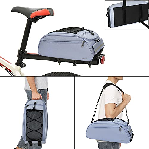 MOSISO Bike Rack Bag, Waterproof Bicycle Trunk Pannier Rear Seat Pouch Cycling Bike Carrier Backseat Storage Luggage Saddle Shoulder Bag - color: Airy Blue
