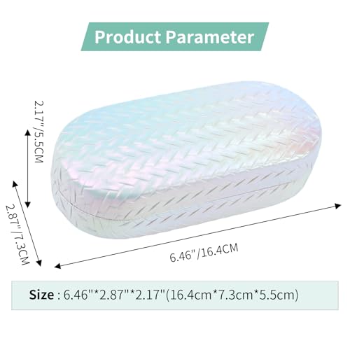 PERFECTSIGHT Sunglasses Case, Large Hard Shell Glasses Case, Cute PU Leather Protective Eyeglasses Case for Women Men - color: Gradient White