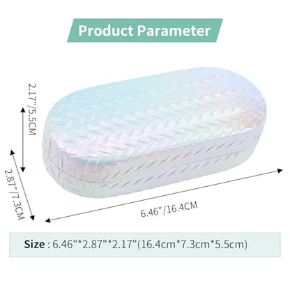 PERFECTSIGHT Sunglasses Case, Large Hard Shell Glasses Case, Cute PU Leather Protective Eyeglasses Case for Women Men - color: Gradient White