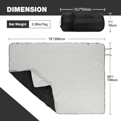 REDCAMP Large Warm Camping Blanket with Sherpa Lining, Cold Weather Warm Outdoor Blanket Waterproof and Windproof for Camping Stadium, Machine Washable 59"x79" White - color: 59"x 79" White