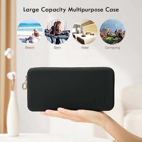 FVION Zipper Makeup Brushes Bag For Travel, Large Silicone Makeup Brush Holder, Make Up Brushes Pouch Case for Makeup Tools - Black - color: Black