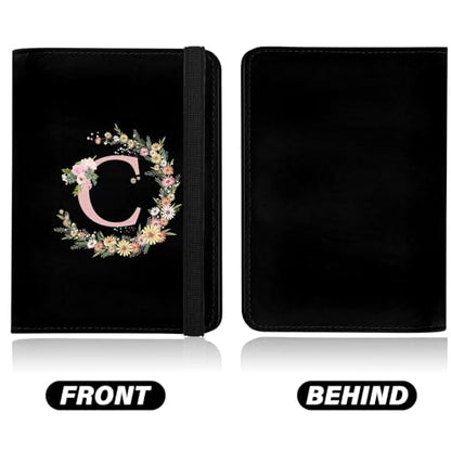 Cute Passport Holder and Holder Combo Passport Cover with RFID Blocking Women Men Compatible Wallet Credit Card Protector (Initial Monogram-C) - color: Black-C
