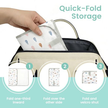 Mommy's Choice Portable Baby Changing Pad, Waterproof & Wipeable Diaper Changing Mat, Travel Essential for Newborn, Baby Boy Girl Registry Must-Haves, Cambiador de Bebé Portátil（Raindrops）