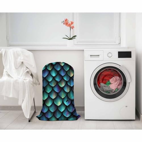 Swono Animal Skin Laundry Bags for Travel, Home, Camping and Gym 3D Print Seamless Texture of Dragon Scales 28" x 40", Football Grid Oxford Cloth - color: Animal Skin