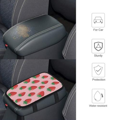 Auto Center Console Armrest Cover Pad Christmas Valentine Present Pink Strawberry Fruit Theme, Comfortable Universal Fit Armrest Box Cover Car Accessories for Vehicle SUV Truck - color: Picture (65)