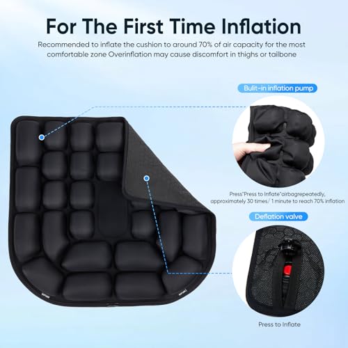 Travel mat - Inflatable Bubble Design, Used for car/Office/Airplane seat Cushion, Equipped with Storage Bags. Ergonomically Designed 3D Inflatable airbag, Including Neck Pillow kit (U-Shaped) - size: U-shaped