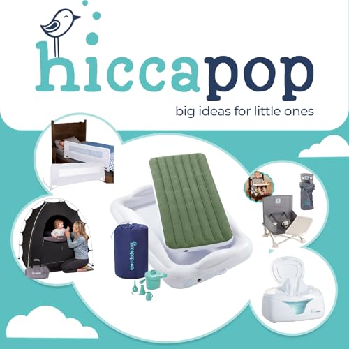 Hiccapop Inflatable Toddler Travel Bed with Safety Bumpers [4-Sided], Portable Toddler Bed for Kids, Toddler Air Mattress, Kids Air Mattress - Sage Green - color: Sage Green