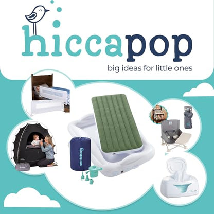 Hiccapop Inflatable Toddler Travel Bed with Safety Bumpers [4-Sided], Portable Toddler Bed for Kids, Toddler Air Mattress, Kids Air Mattress - Sage Green - color: Sage Green